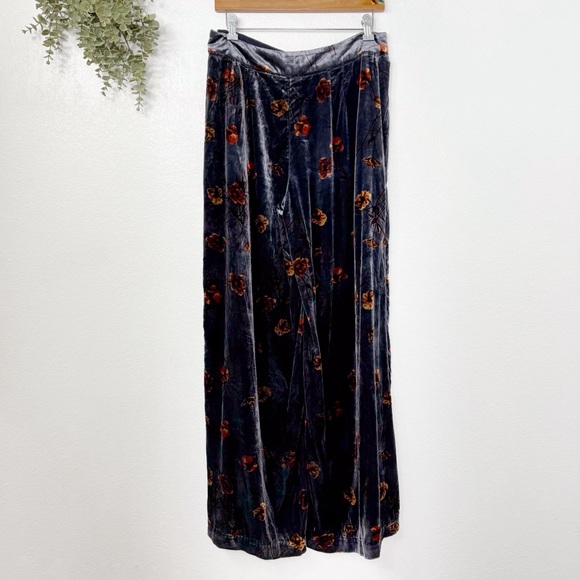 Anthropologie Ett:twa Jessie Floral Velvet Wide Leg Pants Size S - Picture 6 of 9